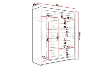 Leila Garderob 150 cm Skjutdörrar Delad Spegel - Beige/Trä/Natur - Förvaring - Sko- & klädförvaring - Garderober & garderobssystem