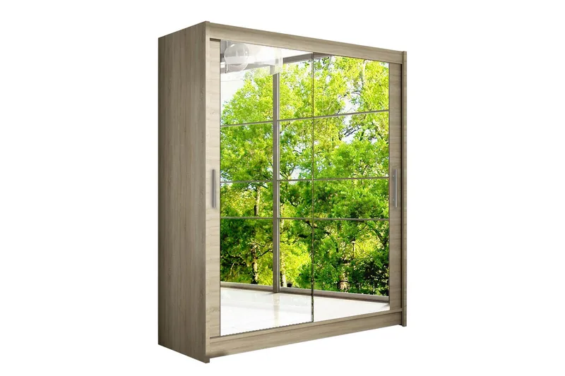 Leila Garderob 150 cm Skjutdörrar Speglar - Ek/Spegel - Förvaring - Sko- & klädförvaring - Garderober & garderobssystem