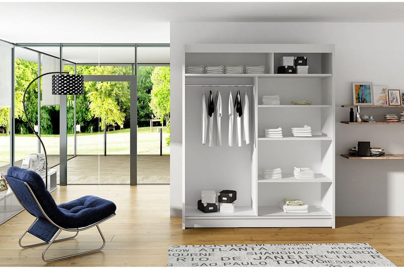 Leila Garderob Skjutdörrar Delad Spegel - Vit/Spegel - Förvaring - Sko- & klädförvaring - Garderober & garderobssystem