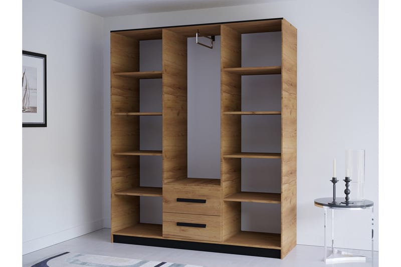 LENDORF Garderob 153 cm Natur/Svart - Garderober & garderobssystem