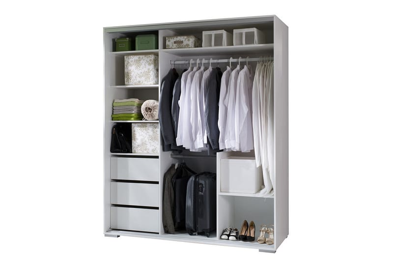 Leo Garderob 180x66x217 cm - Beige/Brun/Vit - Förvaring - Sko- & klädförvaring - Garderober & garderobssystem
