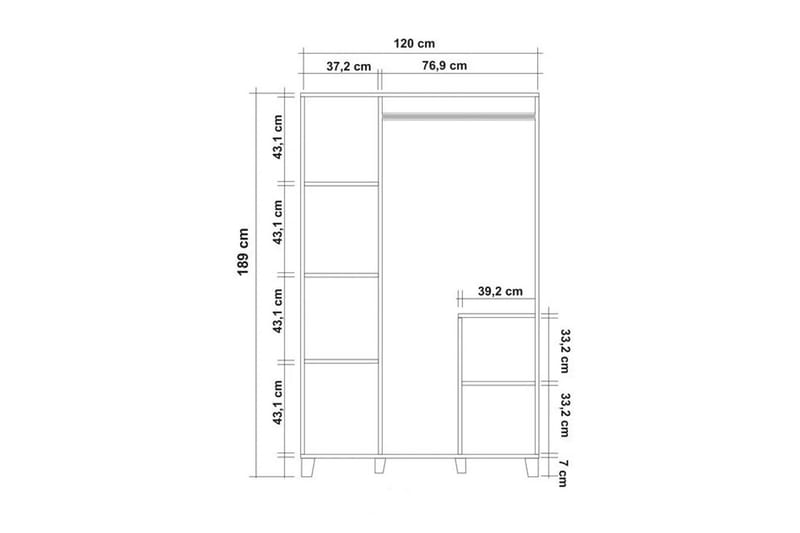 Leva Garderob 120x189 cm Brun - Hanah Home - Förvaring - Sko- & klädförvaring - Garderober & garderobssystem