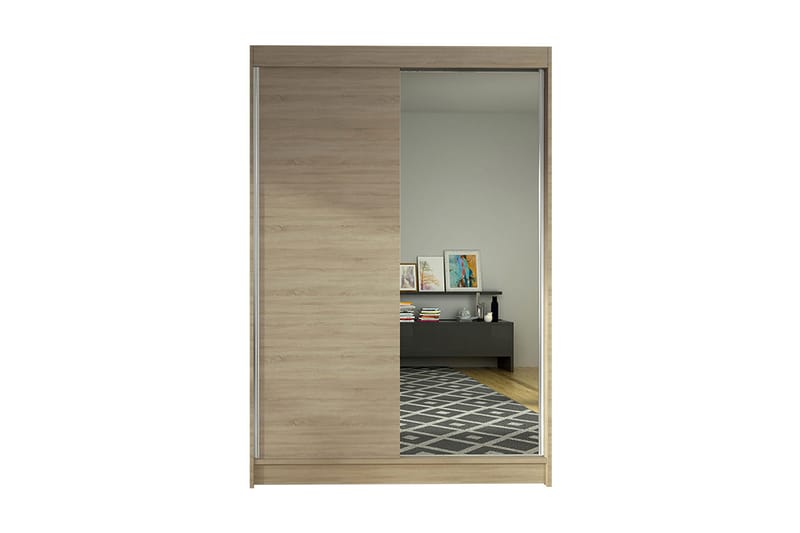 Lino Garderob med LED-belysning i Trä med Glasdörr, Beige