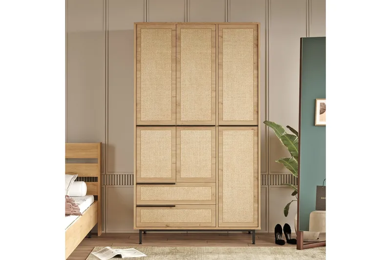 Liyakat Garderob 112,2 cm - Ek - Förvaring - Sko- & klädförvaring - Garderober & garderobssystem