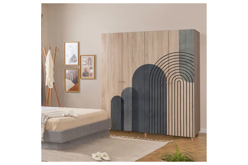 Loni Garderob 180 cm - Brun - Förvaring - Sko- & klädförvaring - Garderober & garderobssystem