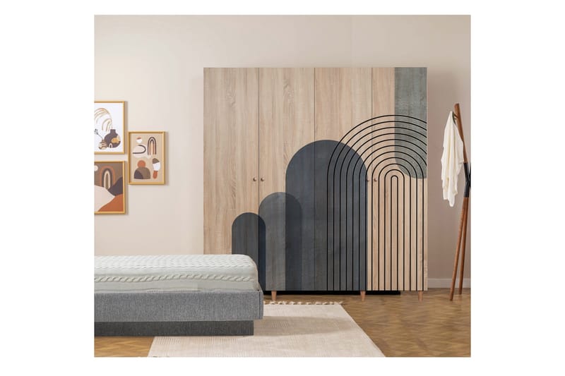 Loni Garderob 180 cm - Brun - Förvaring - Sko- & klädförvaring - Garderober & garderobssystem