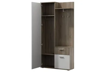 Lux Garderob 97x30x195 cm LED-belysning - Beige/Vit - Förvaring - Sko- & klädförvaring - Garderober & garderobssystem