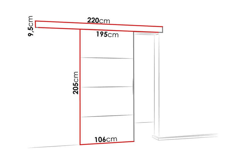 MALIBU Dörr 204x106x205 cm - Vit - Förvaring - Sko- & klädförvaring - Garderober & garderobssystem - Garderobsdörr - Skjutdörrar garderob