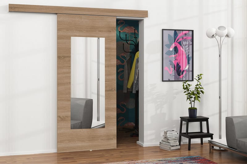 MALIBU Dörr 204x86x5 cm - Ek/Spegel - Förvaring - Sko- & klädförvaring - Garderober & garderobssystem - Garderobsdörr - Skjutdörrar garderob