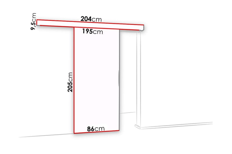 MALIBU Dörr 204x86x5 cm - Ek/Spegel - Förvaring - Sko- & klädförvaring - Garderober & garderobssystem - Garderobsdörr - Skjutdörrar garderob