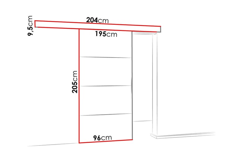 MALIBU Dörr 204x96x205 cm - Vit - Förvaring - Sko- & klädförvaring - Garderober & garderobssystem - Garderobsdörr - Skjutdörrar garderob