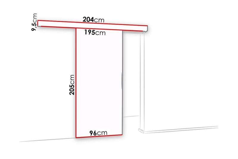 MALIBU Dörr 204x96x205 cm - Vit - Förvaring - Sko- & klädförvaring - Garderober & garderobssystem - Garderobsdörr - Skjutdörrar garderob