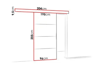 Malibu Dörr 204x96x205 cm - Vit - Förvaring - Sko- & klädförvaring - Garderober & garderobssystem - Garderobsdörr - Skjutdörrar garderob