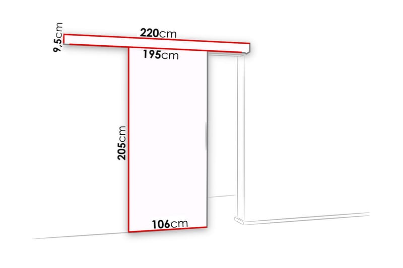 MALIBU Dörr 220x106x205 cm - Vit/Spegel - Förvaring - Sko- & klädförvaring - Garderober & garderobssystem - Garderobsdörr - Skjutdörrar garderob
