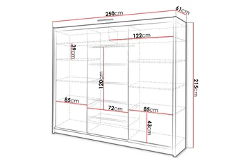 Malibu Garderob 250x61x215 cm - Beige - Förvaring - Sko- & klädförvaring - Garderober & garderobssystem