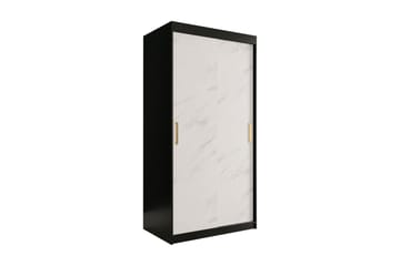 MARMUL Garderob 100  cm Marmormönster Svart/Vit/Guld