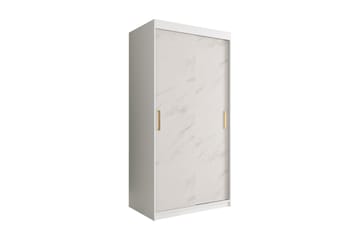 MARMUL Garderob 100  cm Marmormönster Vit/Guld
