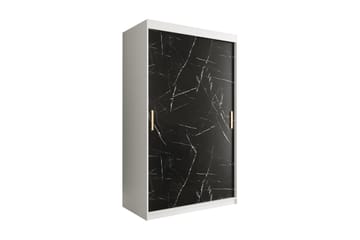 MARMUL Garderob 120  cm Marmormönster Vit/Svart/Guld