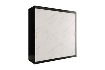 MARMUL Garderob 200  cm Marmormönster Svart/Vit/Guld