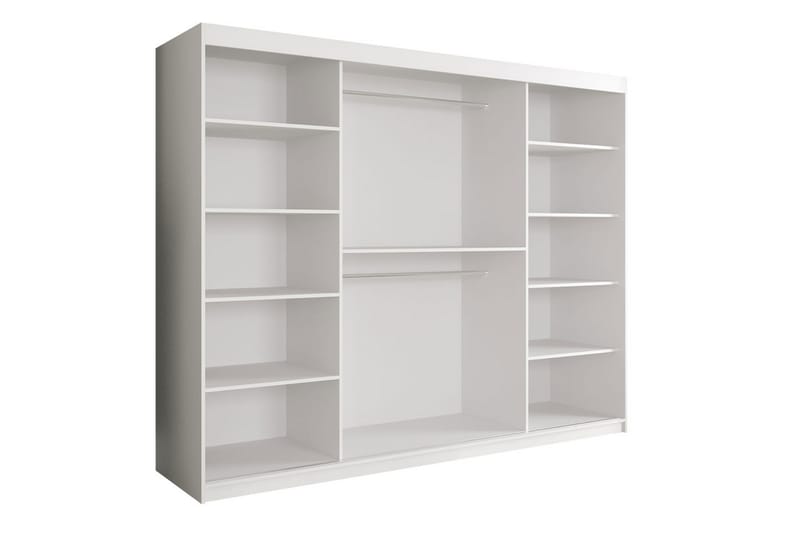 MARMUL Garderob m Speglar Kant 250cm Marmormönster Vit/Svart - Förvaring - Sko- & klädförvaring - Garderober & garderobssystem