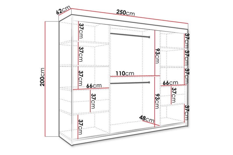 MARMUL Garderob m Speglar Kant 250cm Marmormönster Vit/Svart - Förvaring - Sko- & klädförvaring - Garderober & garderobssystem