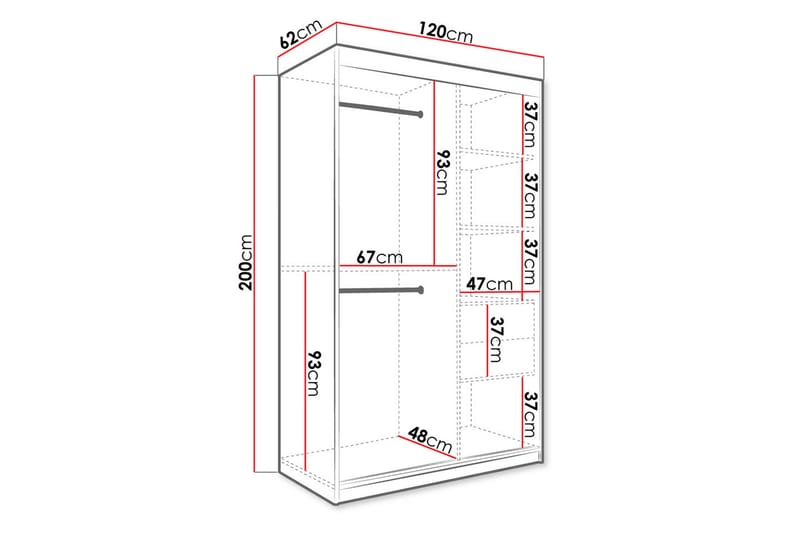 MARMUL Garderob m Speglar Mitt 120cm Marmormönster Vit/Svart - Förvaring - Sko- & klädförvaring - Garderober & garderobssystem