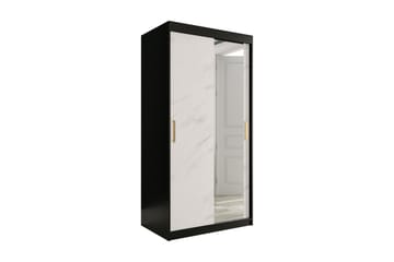 MARMUL Garderob med Spegel 100  cm Marmormönster Svart/Vit/G