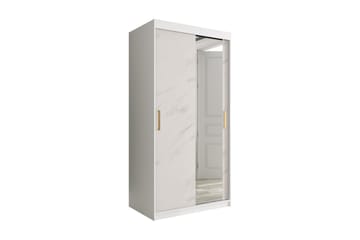 MARMUL Garderob med Spegel 100  cm Marmormönster Vit/Guld