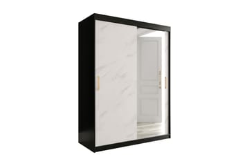 MARMUL Garderob med Spegel 150  cm Marmormönster Svart/Vit/G