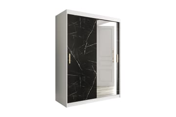 MARMUL Garderob med Spegel 150  cm Marmormönster Vit/Svart/G