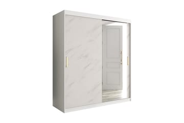 MARMUL Garderob med Spegel 180  cm Marmormönster Vit/Guld