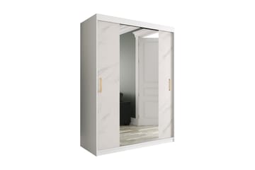 MARMUL Garderob med Speglar Kant 150  cm Marmormönster Vit/G