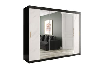MARMUL Garderob med Speglar Kant 250  cm Marmormönster Vit/G