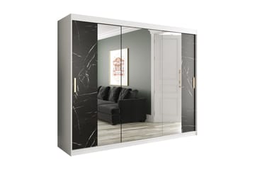 MARMUL Garderob med Speglar Kant 250  cm Marmormönster Vit/S