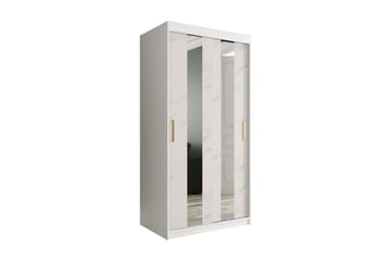 MARMUL Garderob med Speglar Mitt 100  cm Marmormönster Vit/G