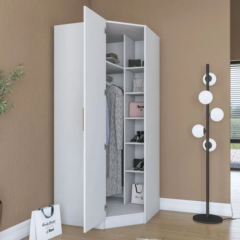Matlerd Garderob 91x210x57,5 cm - Vit - Förvaring - Sko- & klädförvaring - Garderober & garderobssystem - Hörngarderob