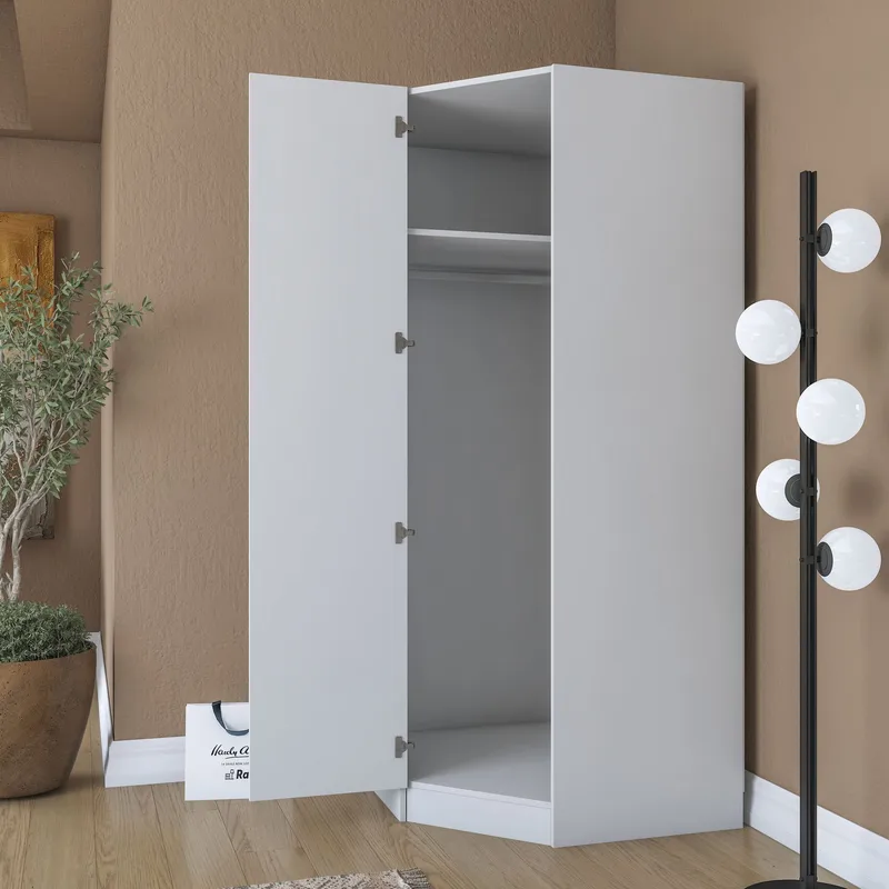 Matlerd Garderob 91x210x57,5 cm - Vit - Förvaring - Sko- & klädförvaring - Garderober & garderobssystem - Hörngarderob