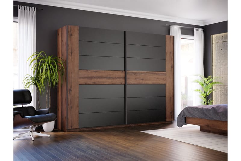Melnik Garderob 62x270 cm - Brun/Svart - Förvaring - Sko- & klädförvaring - Garderober & garderobssystem
