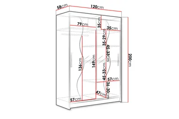 Miami Garderob 120x58x200 cm - Vit - Förvaring - Sko- & klädförvaring - Garderober & garderobssystem
