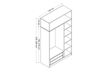 Minar Garderob 135 cm - Vit - Förvaring - Sko- & klädförvaring - Garderober & garderobssystem
