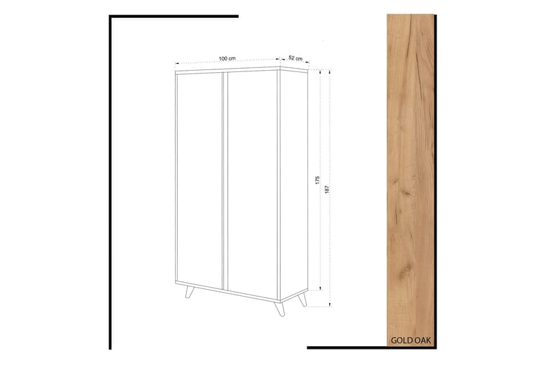 Mod Garderob 100 cm i Målat Trä - Vit|Brun - Förvaring - Sko- & klädförvaring - Garderober & garderobssystem