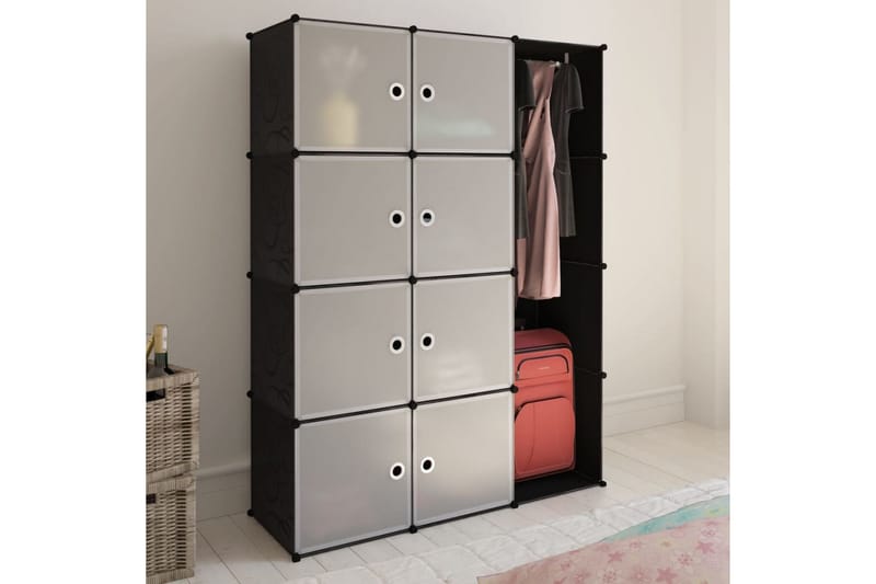 Modulär garderob 9 fack 37x115x150 cm svart och vit - Svart - Förvaring - Sko- & klädförvaring - Garderober & garderobssystem