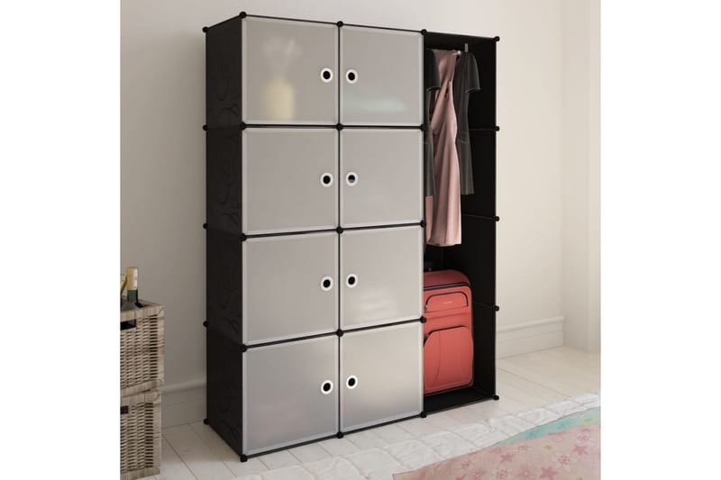 Modulär garderob 9 fack 37x115x150 cm svart och vit - Svart - Garderober & garderobssystem
