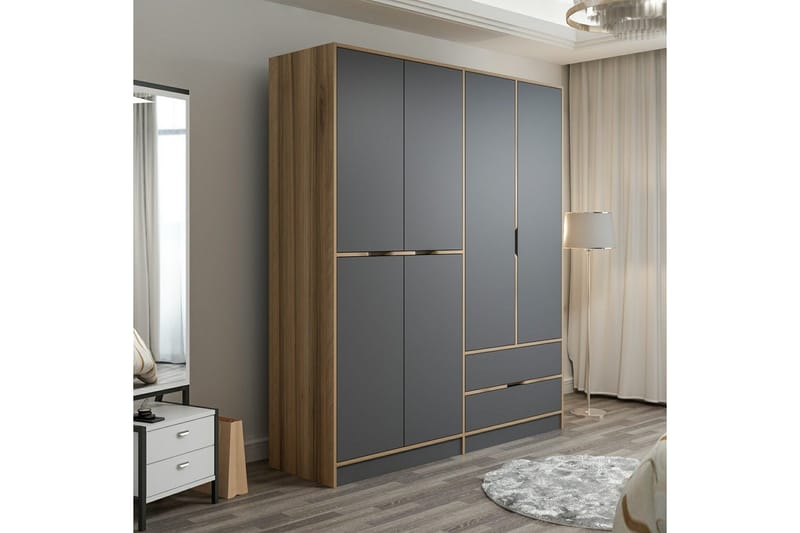 Munna Garderob 180 cm - Grå - Förvaring - Sko- & klädförvaring - Garderober & garderobssystem