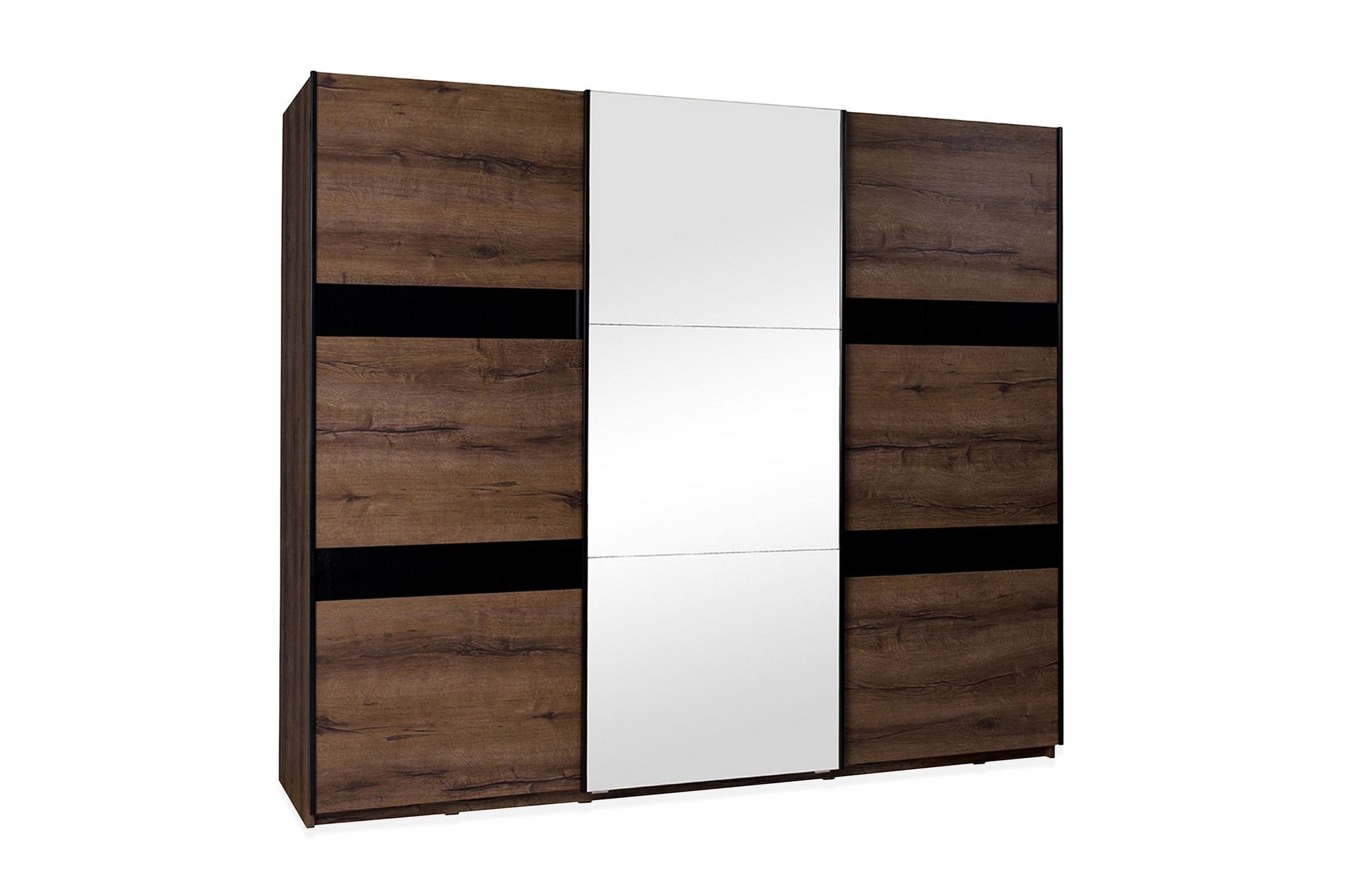 Najera Garderob 250 cm - Ek/Svart H&ouml;gglans