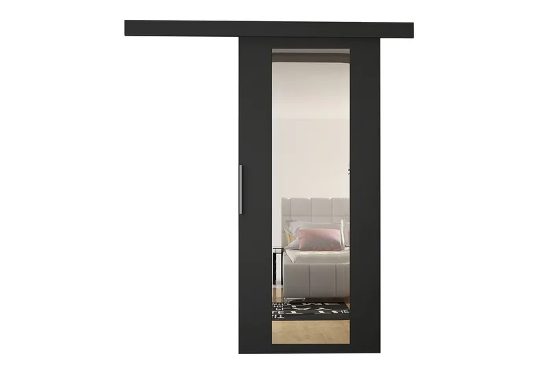 Nemanja Skjutdörr 86x205 cm LED-belysning - Svart - Förvaring - Sko- & klädförvaring - Garderober & garderobssystem - Garderobsdörr - Skjutdörrar garderob