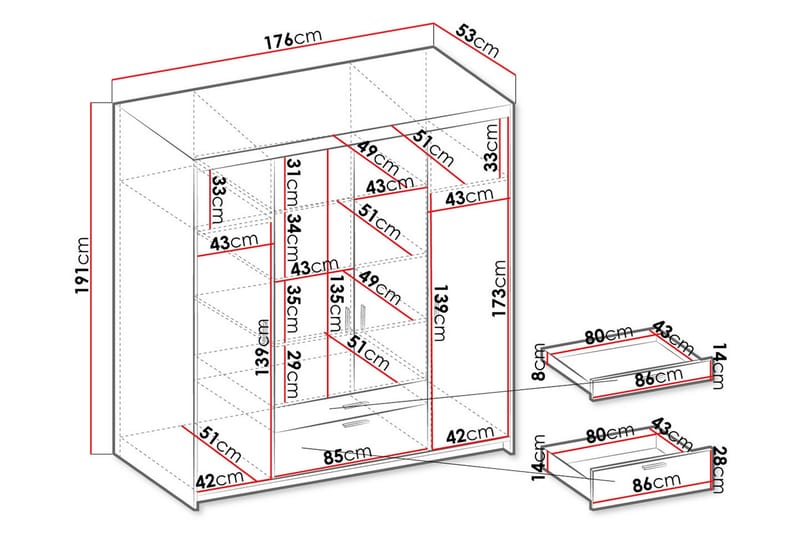 Norrbyn Garderob 53x190x176,3 cm - Vit - Förvaring - Sko- & klädförvaring - Garderober & garderobssystem