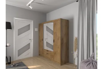 Norrbyn Garderob med Spegel 53x190x176,3 cm - Natur - Förvaring - Sko- & klädförvaring - Garderober & garderobssystem