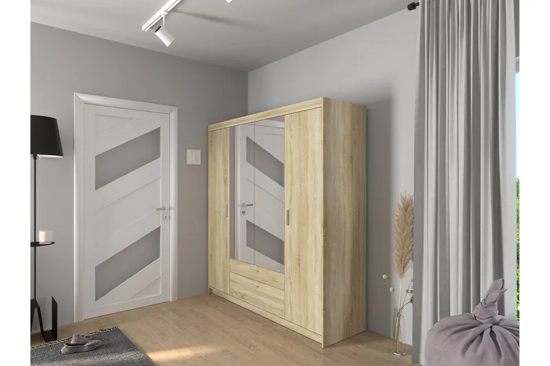 Norrbyn Garderob med Spegel 53x190x176,3 cm - Sonomaek - Förvaring - Sko- & klädförvaring - Garderober & garderobssystem