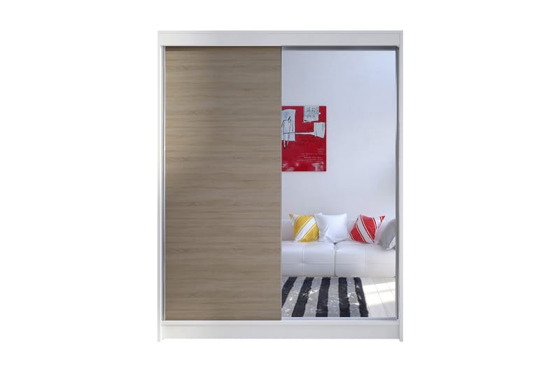 NORTHALLERTON Garderob 150x58x200 cm - Beige/Vit - Förvaring - Sko- & klädförvaring - Garderober & garderobssystem